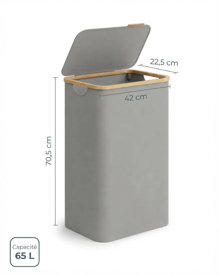 Panier à linge étroit 65 L avec couvercle