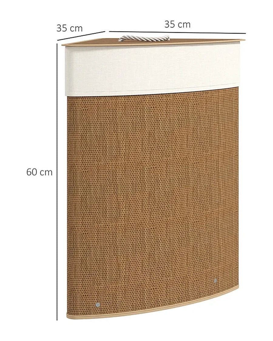 Panier à linge d'angle bambou 55 L, sac amovible