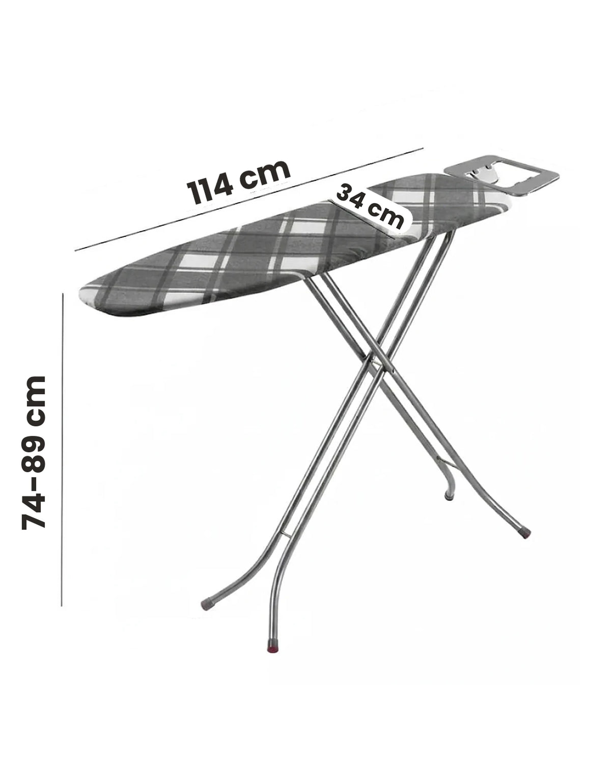 Dimensions de la table à repasser pliante 114 x 34 cm : longueur, largeur et hauteur réglable
